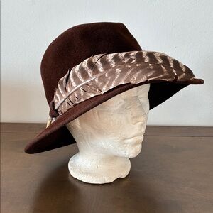 Vintage Brown Feathered Women's Hat